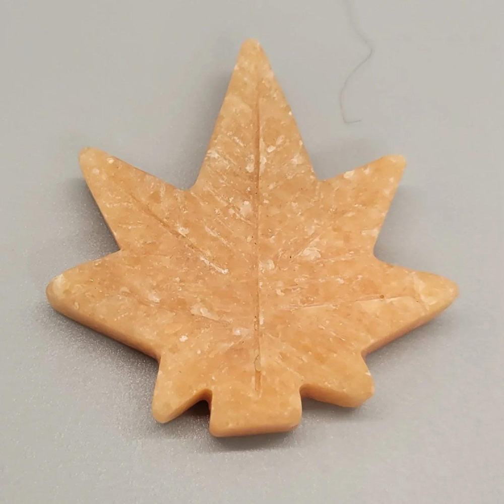 Natural Sunstone Cannabis Leaf Stone Carving
